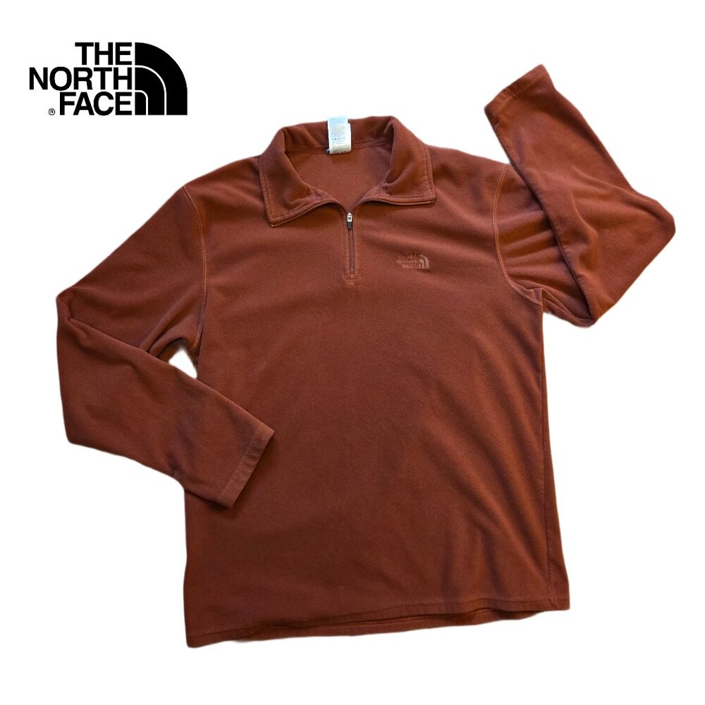 The North Face Men’s Fleece 1/4 Zip Pullover – Rust Color, Size Medium